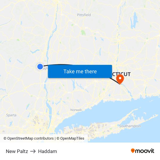 New Paltz to Haddam map