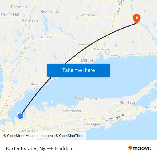 Baxter Estates, Ny to Haddam map