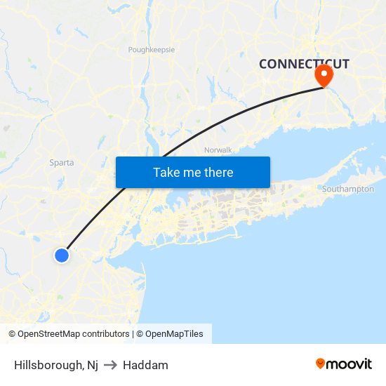 Hillsborough, Nj to Haddam map