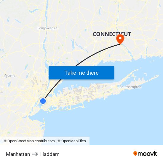 Manhattan to Haddam map