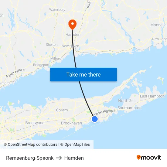 Remsenburg-Speonk to Hamden map