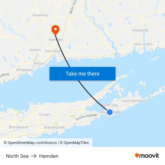 North Sea to Hamden map