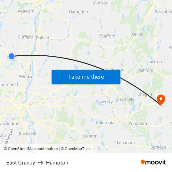 East Granby to Hampton map