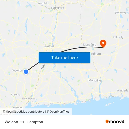 Wolcott to Hampton map
