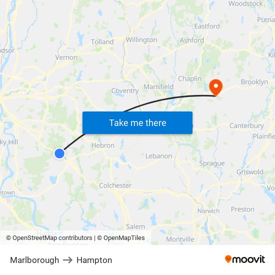 Marlborough to Hampton map