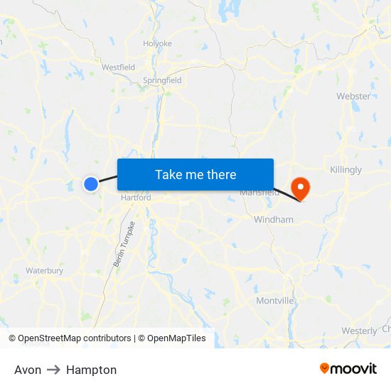 Avon to Hampton map