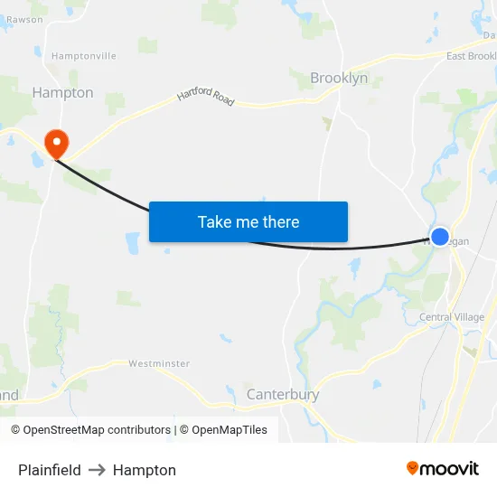 Plainfield to Hampton map