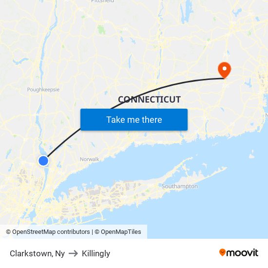 Clarkstown, Ny to Killingly map