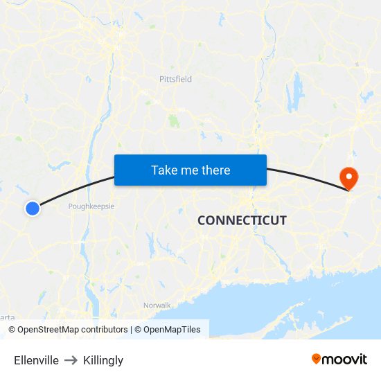 Ellenville to Killingly map