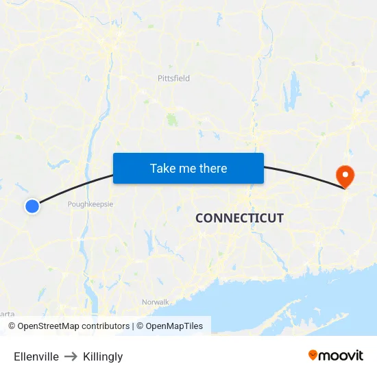 Ellenville to Killingly map