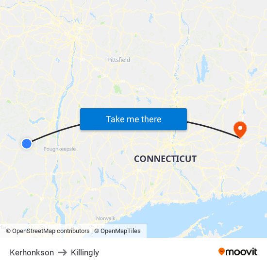 Kerhonkson to Killingly map