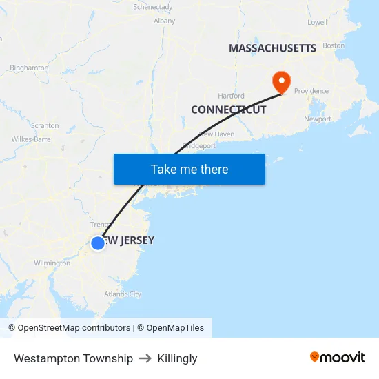 Westampton Township to Killingly map