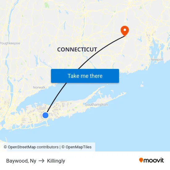 Baywood to Killingly map