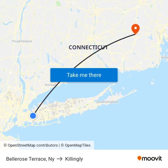 Bellerose Terrace to Killingly map