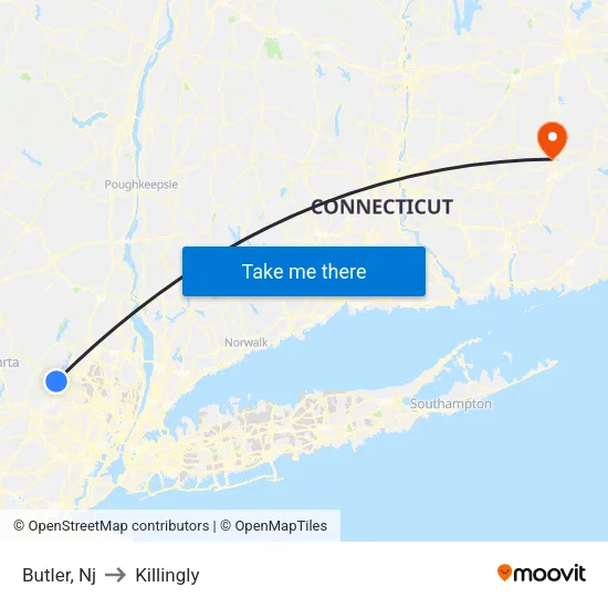 Butler to Killingly map