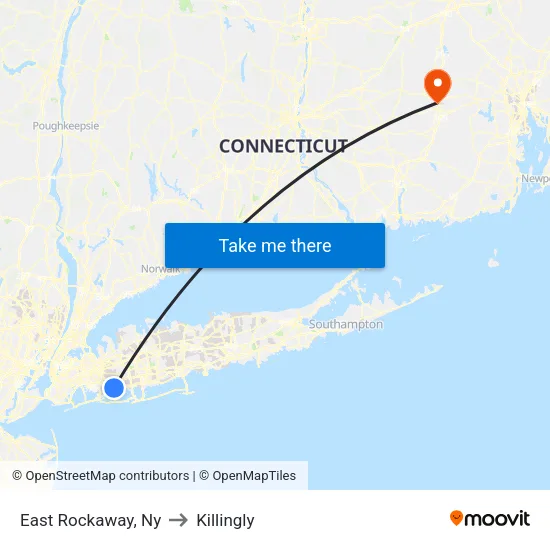 East Rockaway to Killingly map
