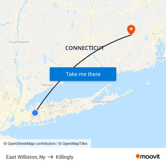 East Williston, Ny to Killingly map