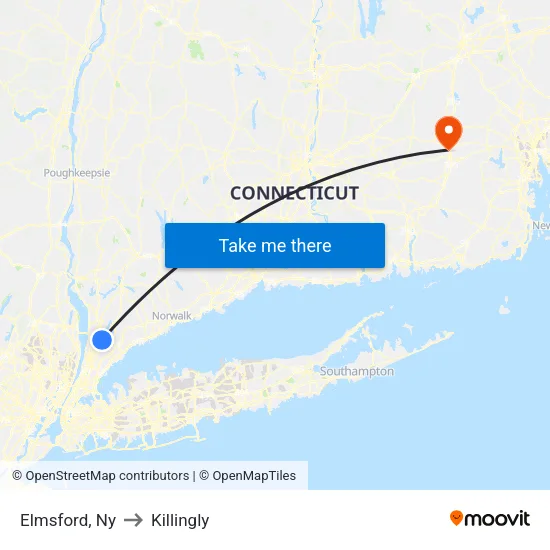 Elmsford to Killingly map
