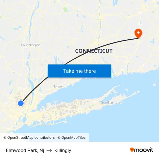 Elmwood Park to Killingly map