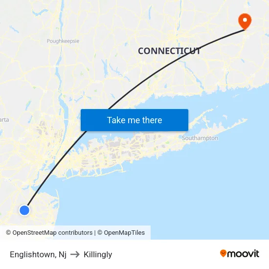 Englishtown to Killingly map