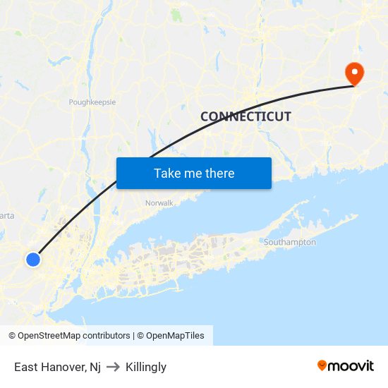 East Hanover, Nj to Killingly map