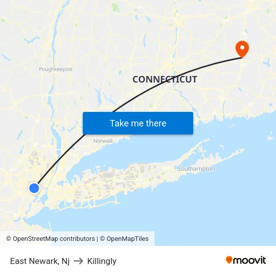 East Newark to Killingly map