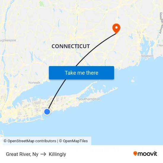 Great River to Killingly map