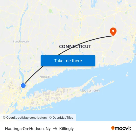 Hastings-On-Hudson to Killingly map