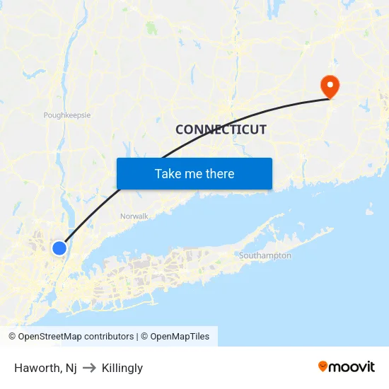 Haworth to Killingly map