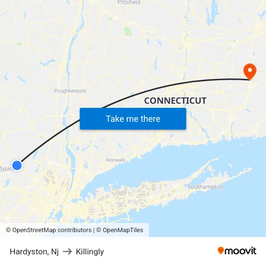 Hardyston to Killingly map