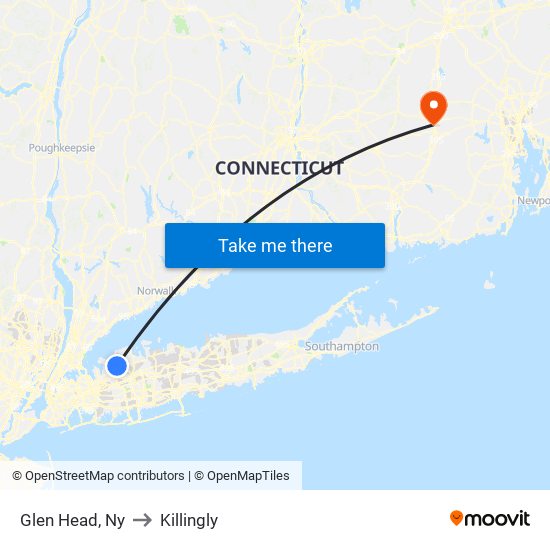 Glen Head, Ny to Killingly map