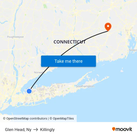 Glen Head to Killingly map