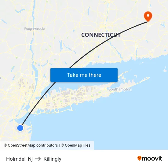 Holmdel to Killingly map