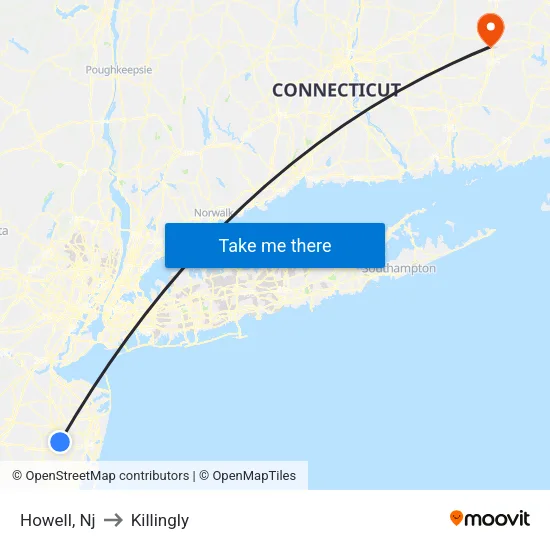 Howell to Killingly map