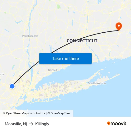 Montville to Killingly map