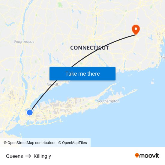 Queens to Killingly map