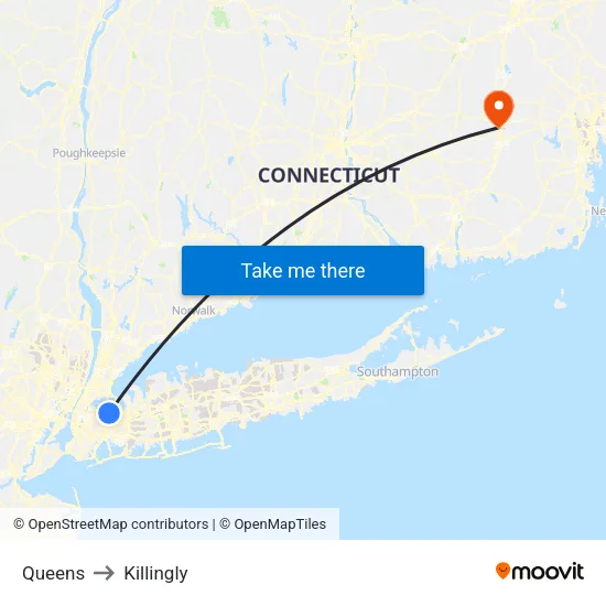 Queens to Killingly map
