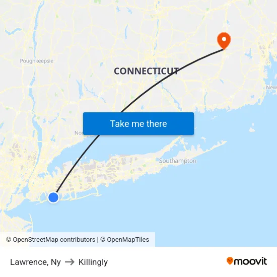 Lawrence to Killingly map