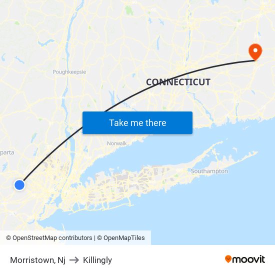 Morristown, Nj to Killingly map