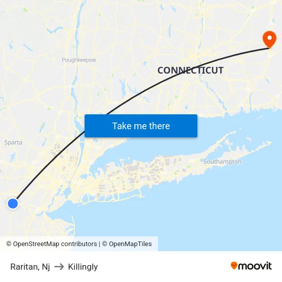 Raritan to Killingly map
