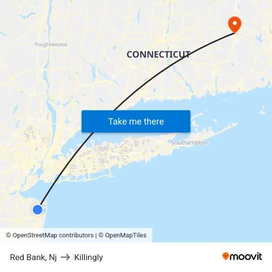 Red Bank to Killingly map