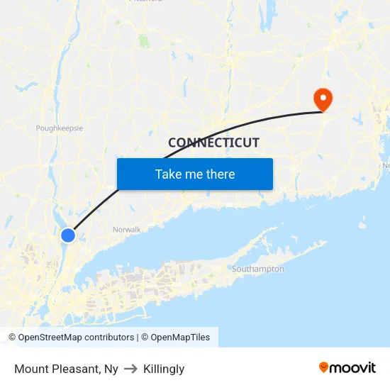 Mount Pleasant to Killingly map