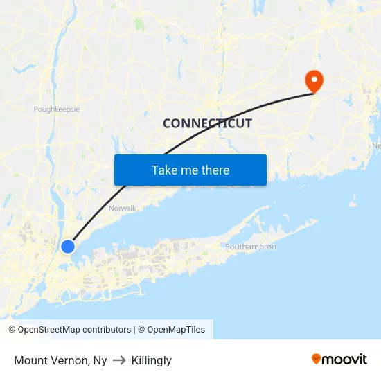 Mount Vernon to Killingly map
