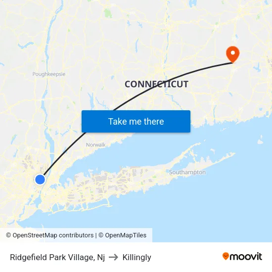 Ridgefield Park Village to Killingly map