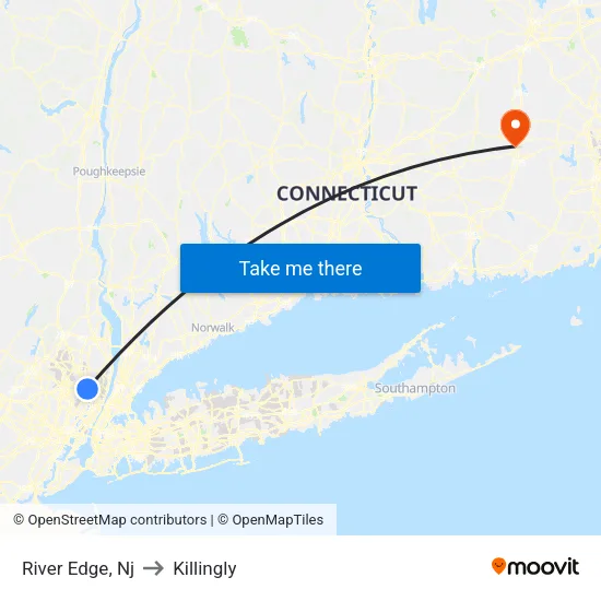 River Edge to Killingly map