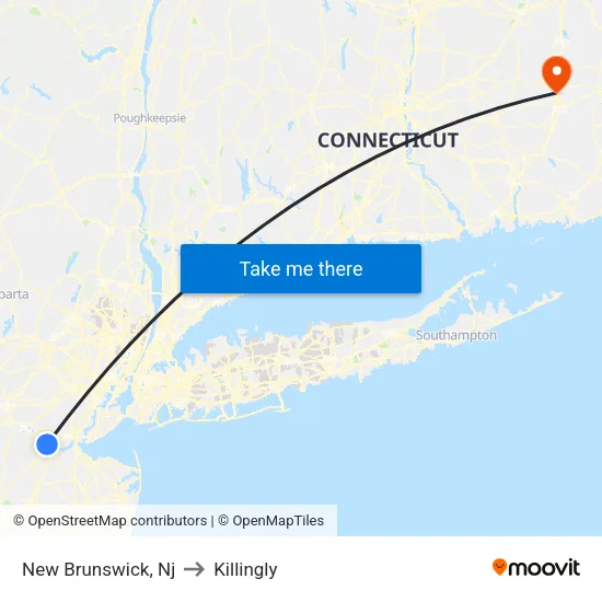 New Brunswick to Killingly map