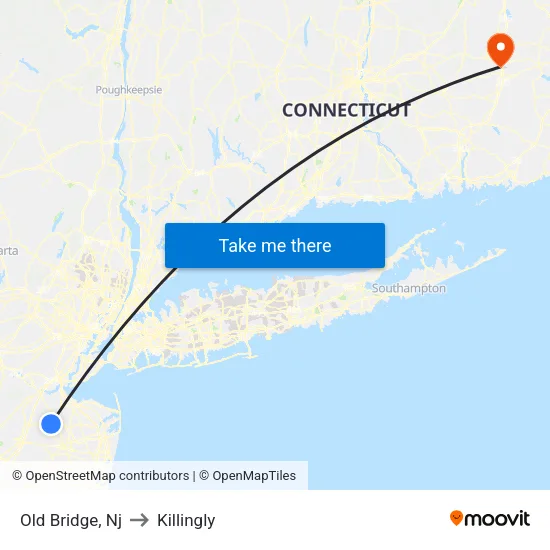 Old Bridge to Killingly map