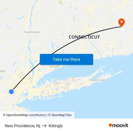 New Providence to Killingly map