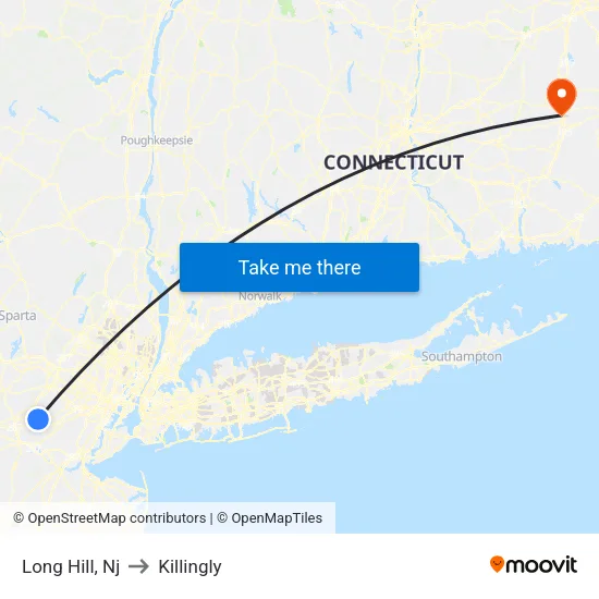 Long Hill to Killingly map