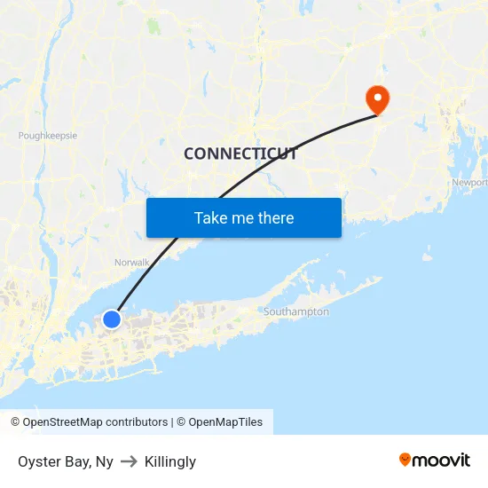 Oyster Bay to Killingly map